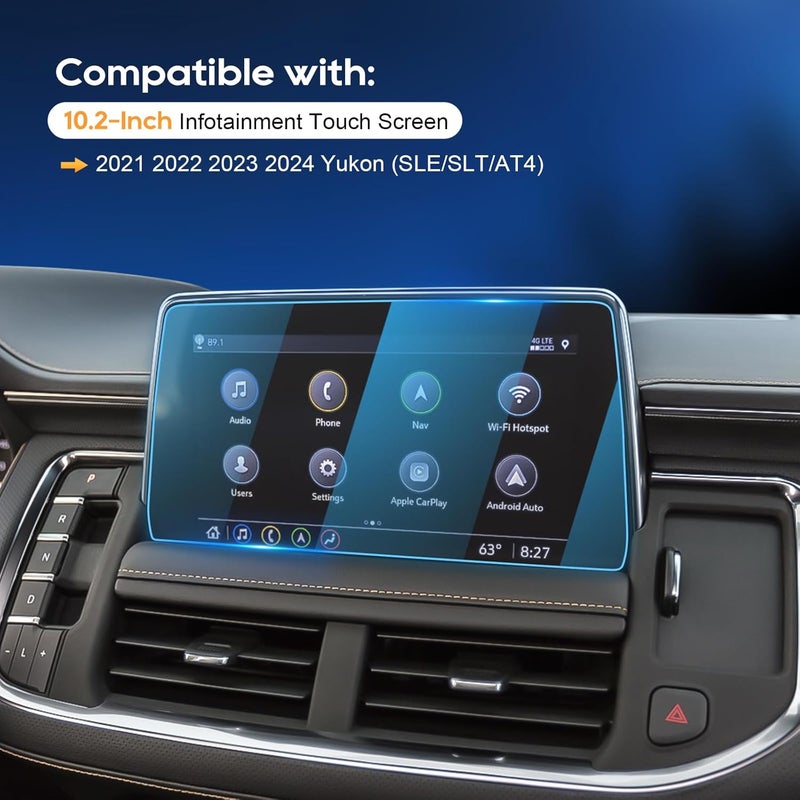 LFOTPP For 2025 GMC Yukon Screen Protector - 2021~2024 Yukon (SLE/SLT/AT4) 10.2 inch Touchscreen [ClarityHD+] 2021 2022 2023 2024 Yukon Accessories Anti Fingerprint 9H Hardness Tempered Glass* - Image 3